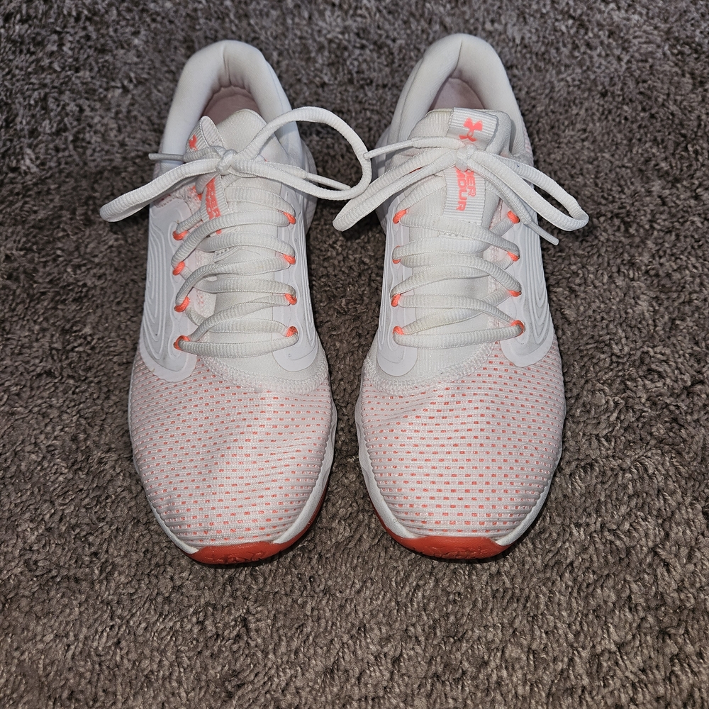Under Armour Women's White and Coral Running Shoes